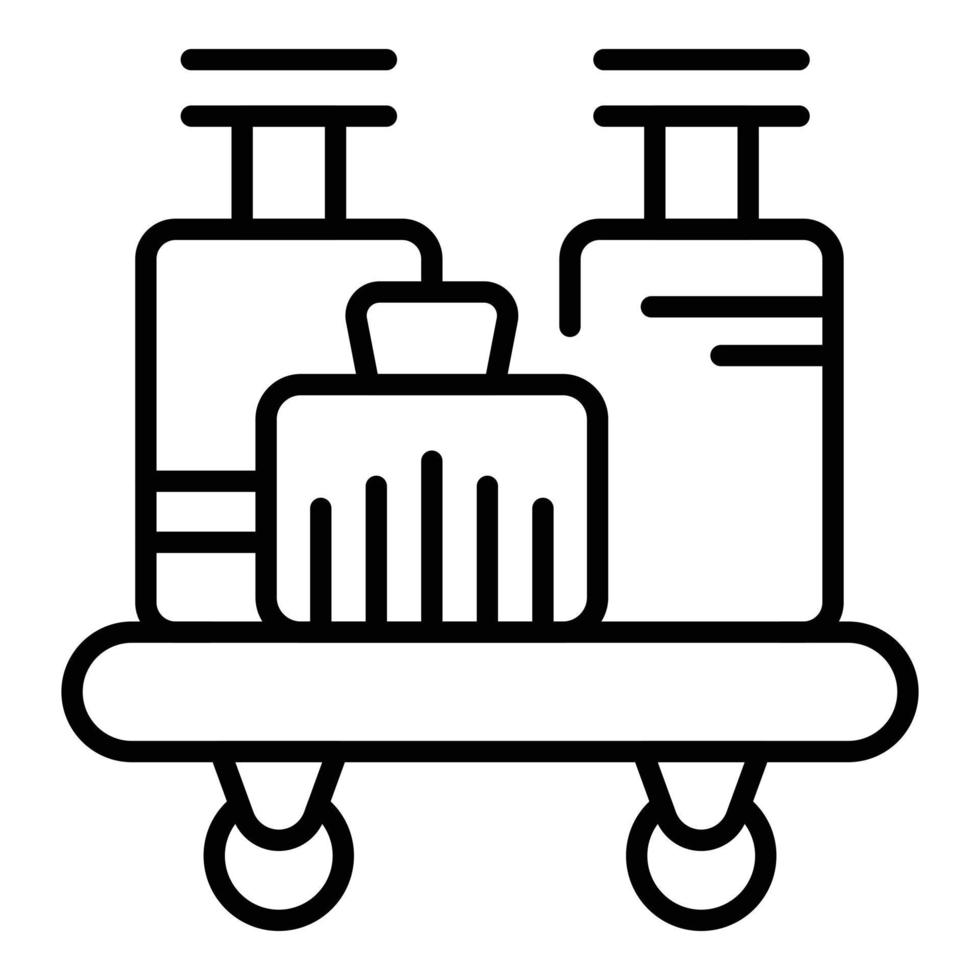 vetor de contorno de ícone de carrinho de bagagem completa. carrinho de viagem