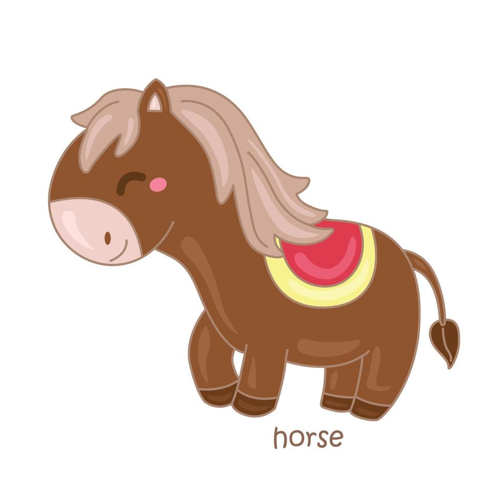 alfabeto h para ilustração de vocabulário de cavalo vector clipart