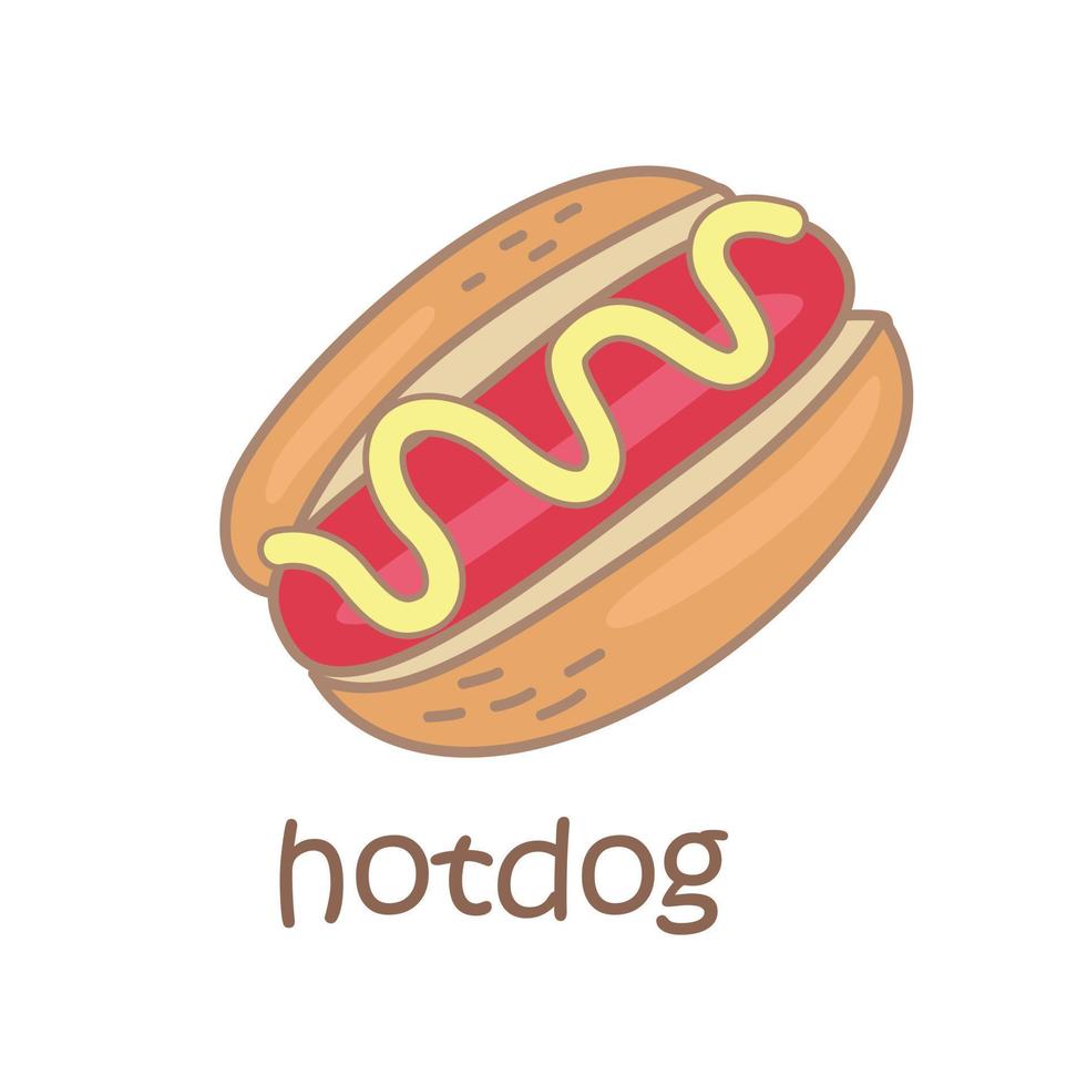 alfabeto h para ilustração de vocabulário de cachorro-quente clipart vetorial vetor