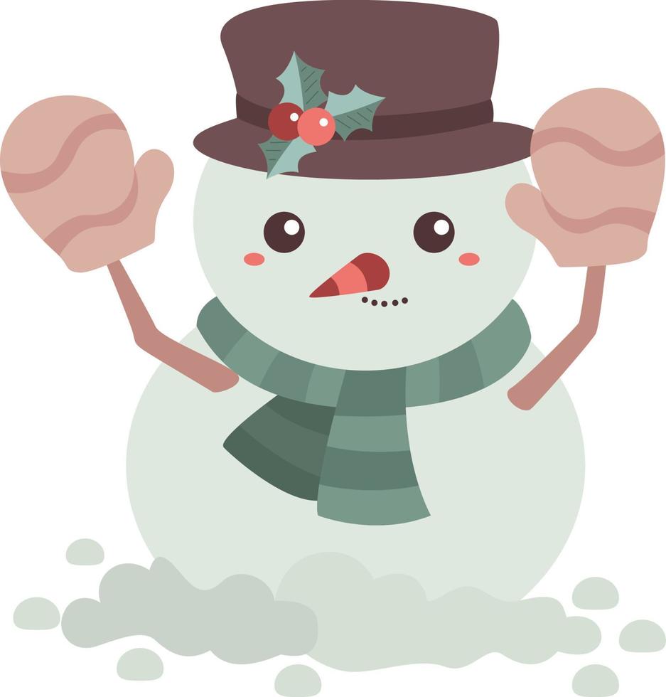 bonitinho boneco de neve de natal ilustração de férias de inverno vector clipart