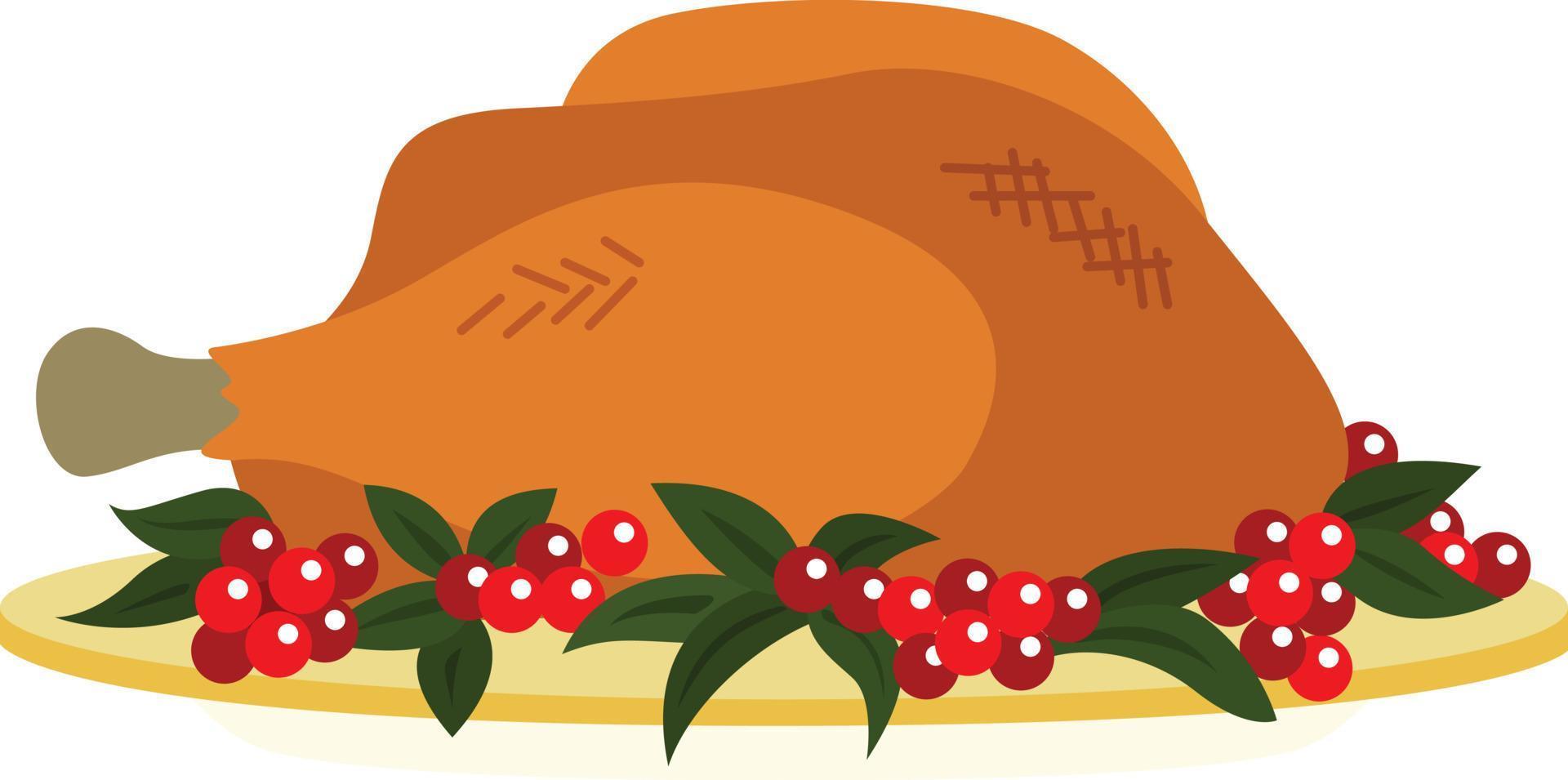 festa de natal jantar ilustração frango grelhado ilustração vetorial clipart vetor