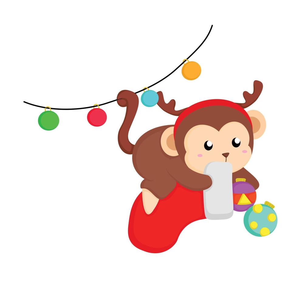 clipart de vetor de ilustração de macaco animal de natal