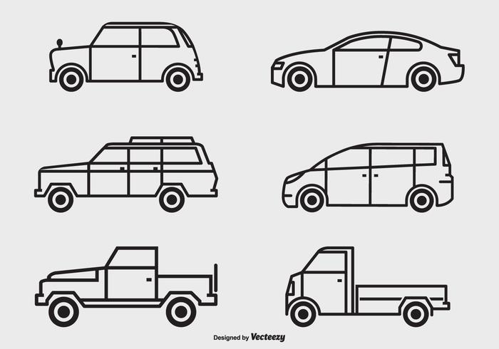 Carros vetoriais de contornos negros vetor