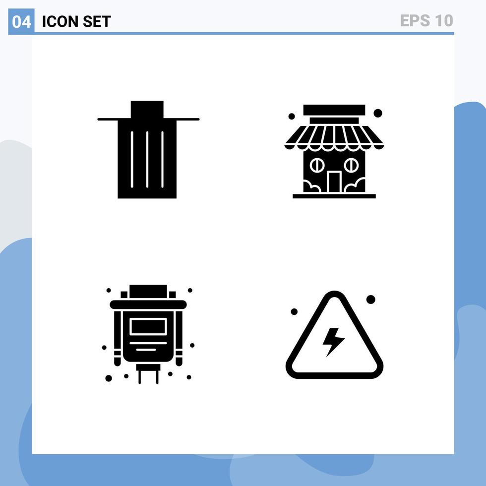 4 interface de usuário pacote de glifos sólidos de sinais e símbolos modernos de cesta de cabo de lixo loja de elementos de design de vetores editáveis vga