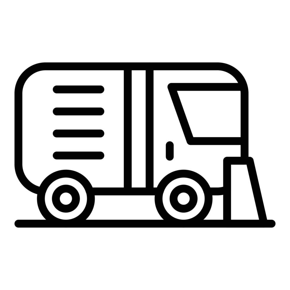 vetor de contorno do ícone de vassoura de máquina. caminhão de rua