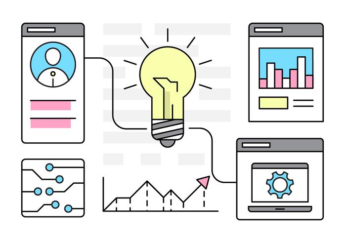 Idéias de negócios infográficos lineares vetor
