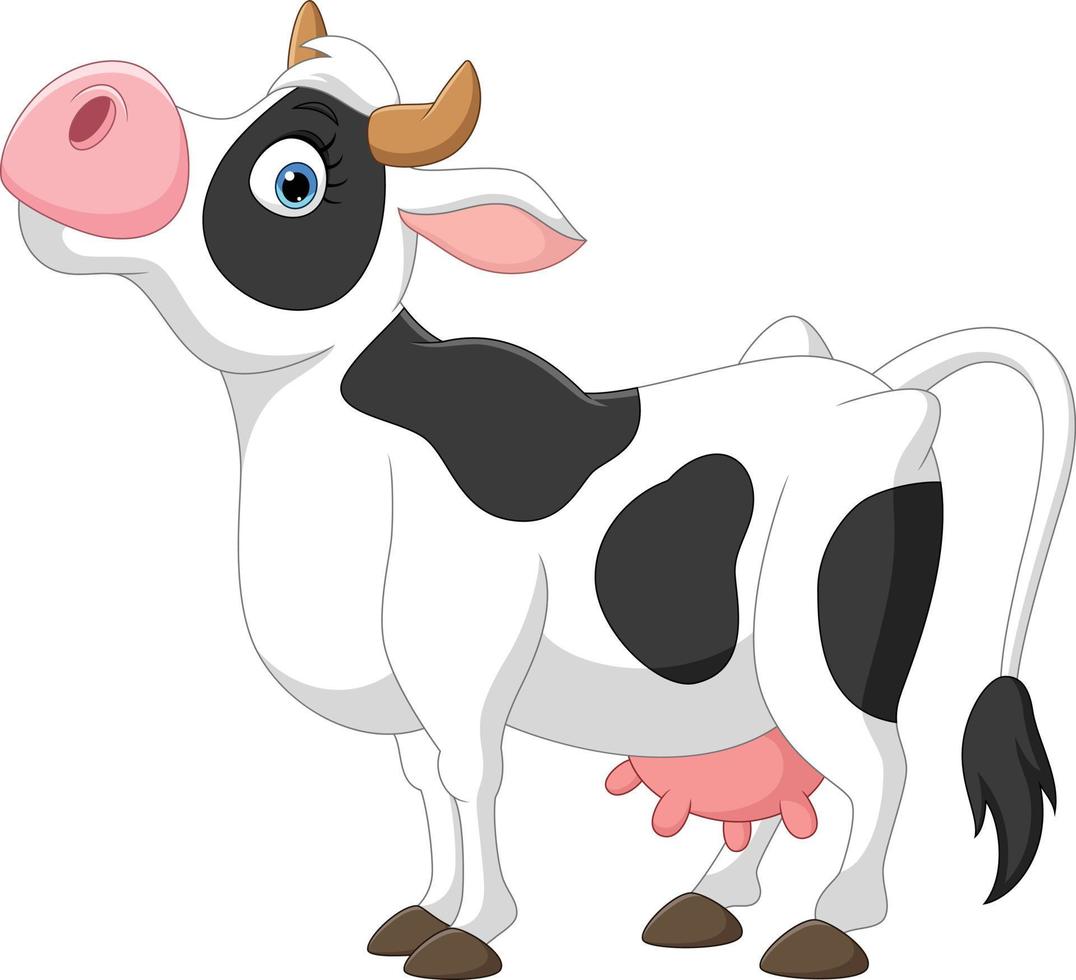 vaca de desenho animado feliz isolada no fundo branco vetor