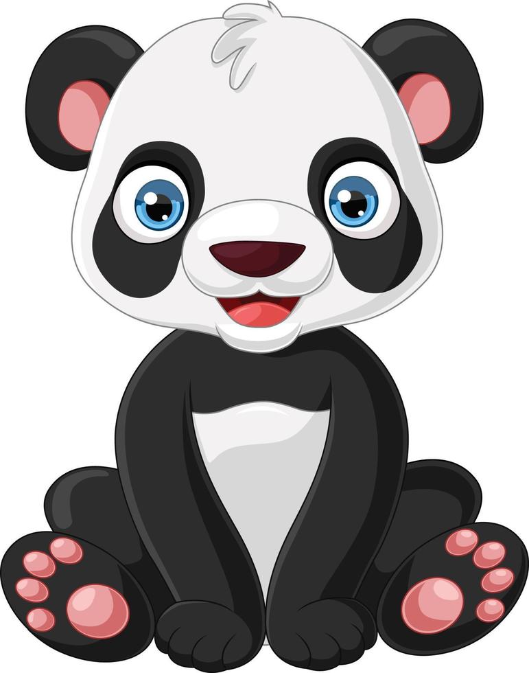 desenho animado panda bonitinho sentado vetor