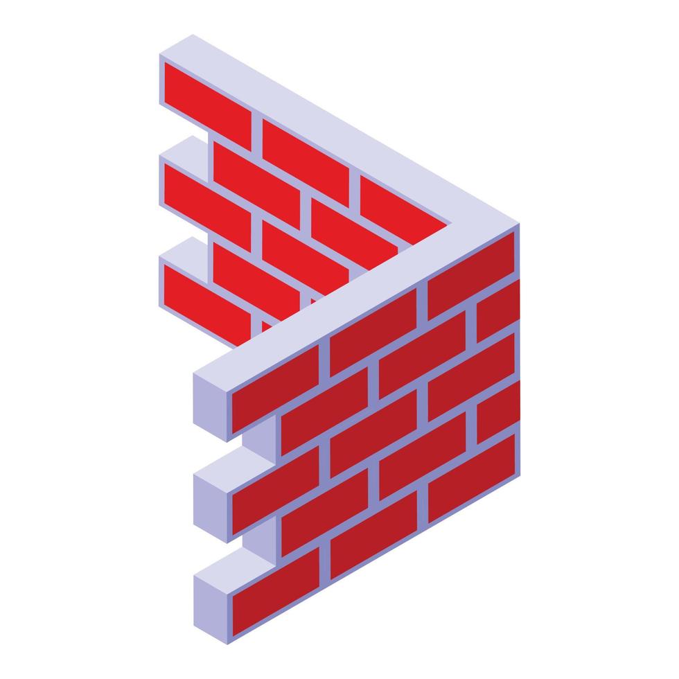vetor isométrico do ícone do quarto da parede de tijolo. construção de pilha