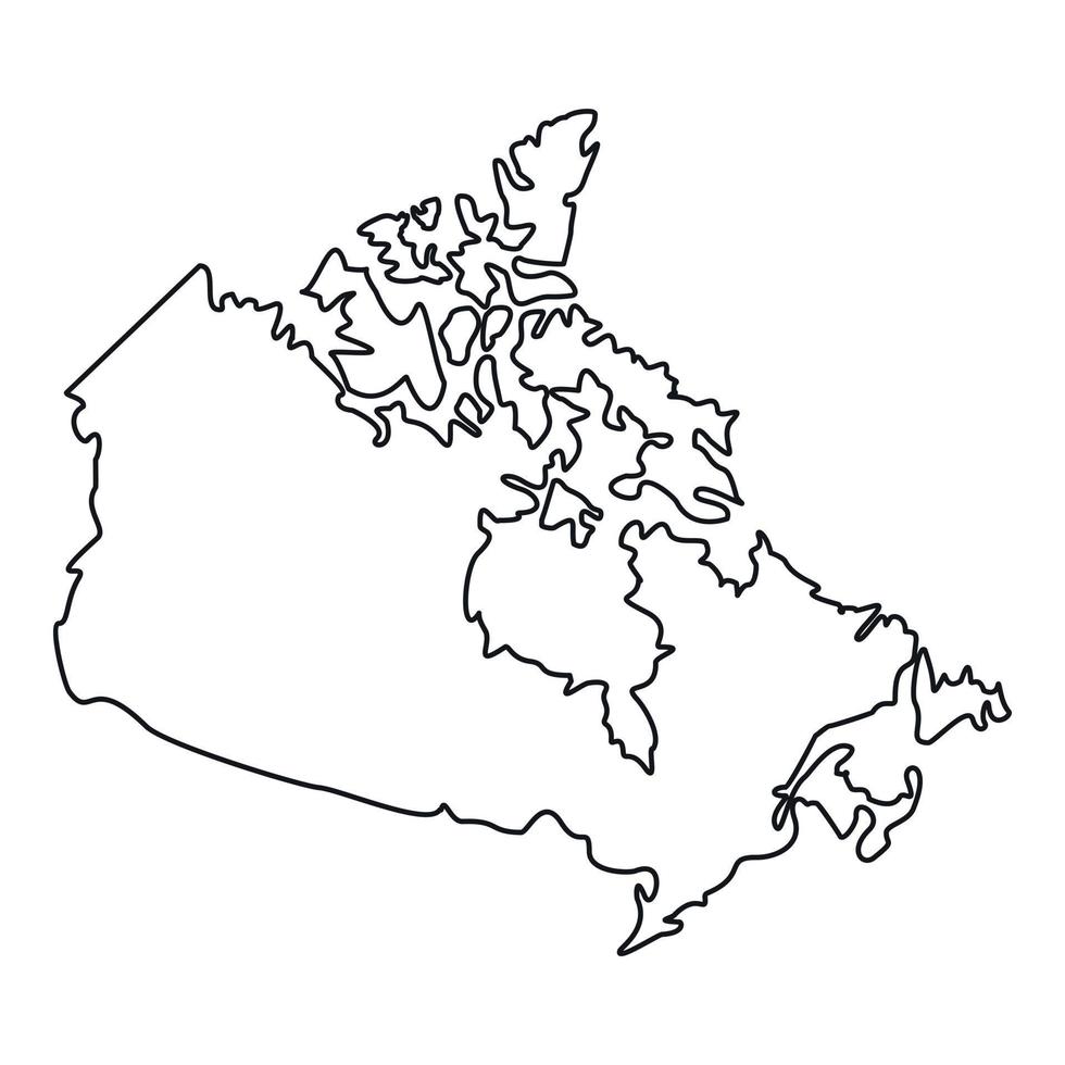 mapa do ícone do Canadá, estilo de estrutura de tópicos vetor