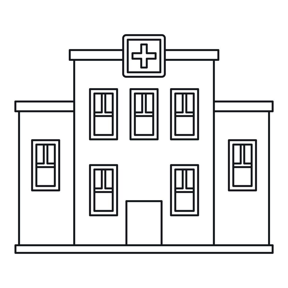 ícone do edifício do hospital, estilo de estrutura de tópicos vetor