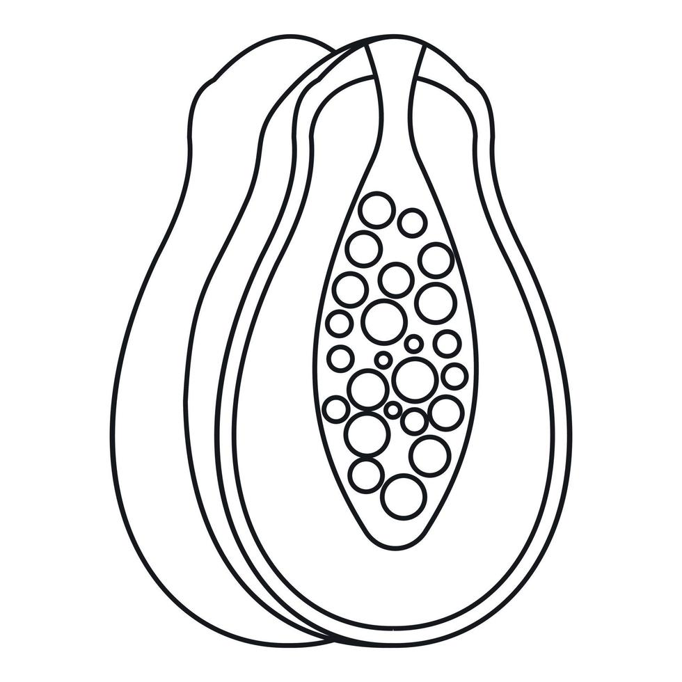 ícone de mamão, estilo de estrutura de tópicos vetor