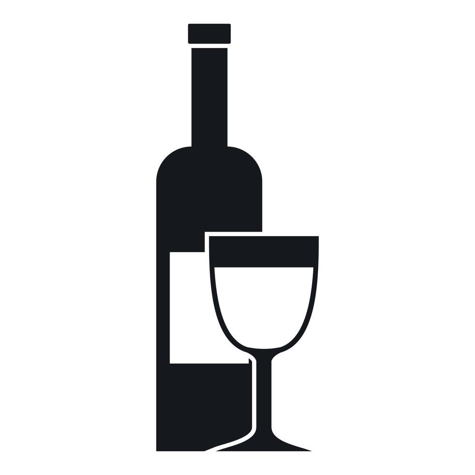 garrafa de vinho e ícone de vidro, estilo simples vetor