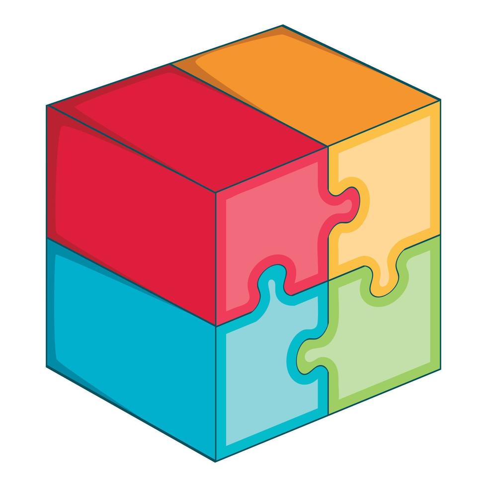 ícone do cubo de quebra-cabeça, estilo cartoon vetor