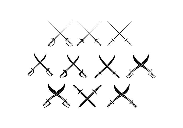 Vetor de coleção de silhueta de espadas grátis
