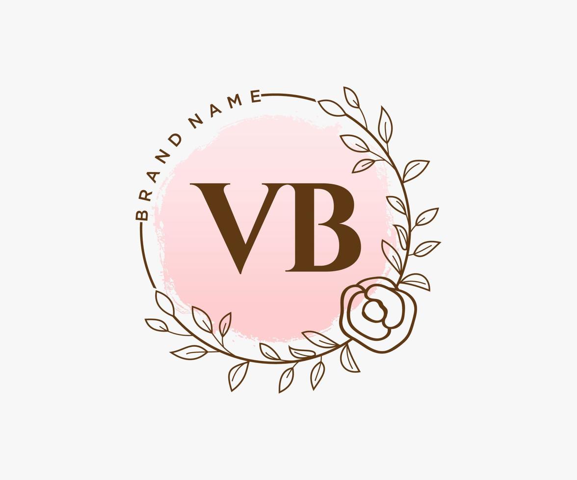 logo feminino inicial vb. utilizável para logotipos de natureza, salão, spa, cosméticos e beleza. elemento de modelo de design de logotipo de vetor plana.