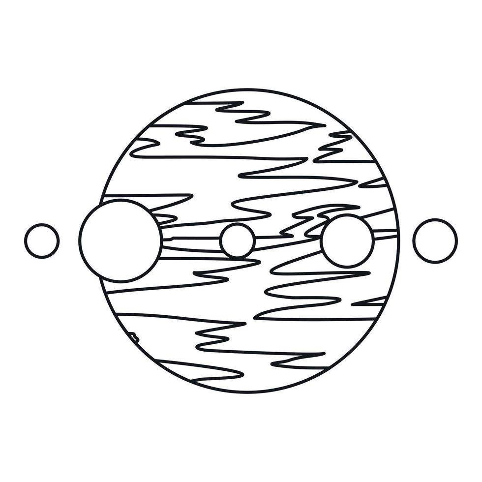 ícone do planeta e luas, estilo de estrutura de tópicos vetor