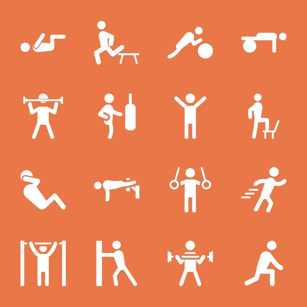 conjunto de designs de ícones de musculação vetor