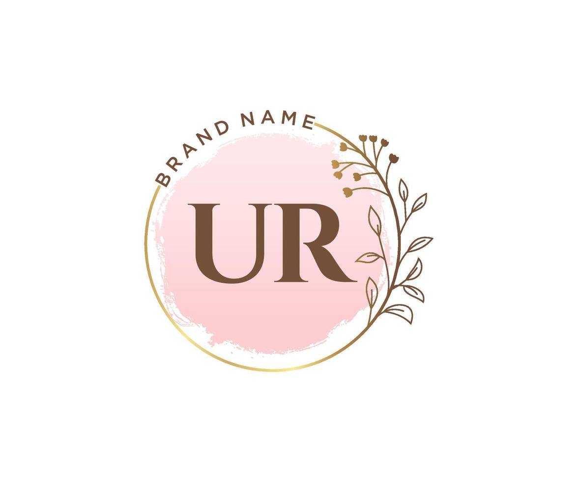 inicial ur logotipo feminino. utilizável para logotipos de natureza, salão, spa, cosméticos e beleza. elemento de modelo de design de logotipo de vetor plana.