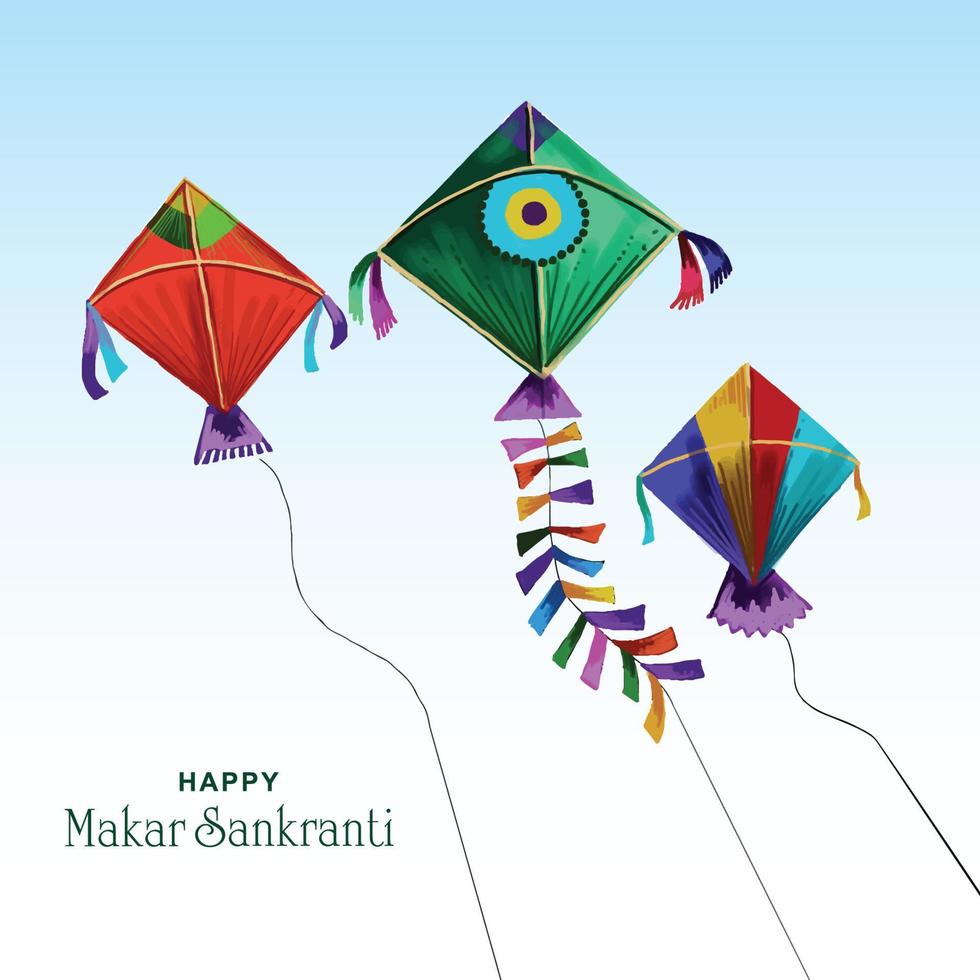 celebração Makar Sankranti com design colorido de pipas vetor