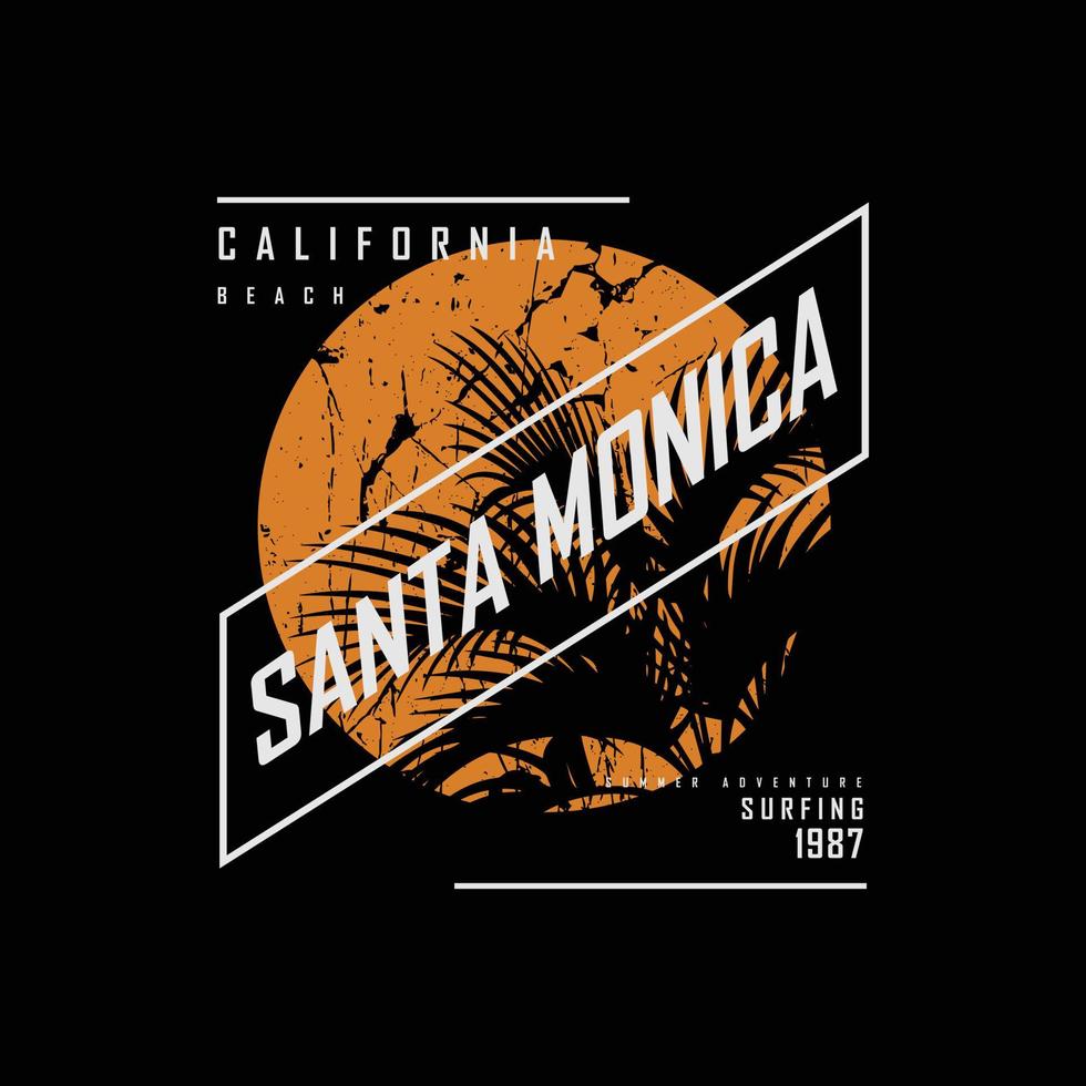 tipografia de ilustração de santa monica. perfeito para design de camiseta vetor