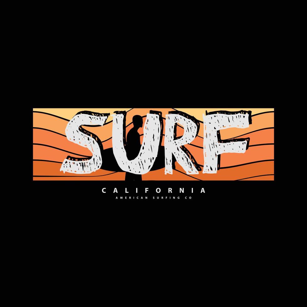 tipografia de ilustração de surf da Califórnia. perfeito para design de camiseta vetor