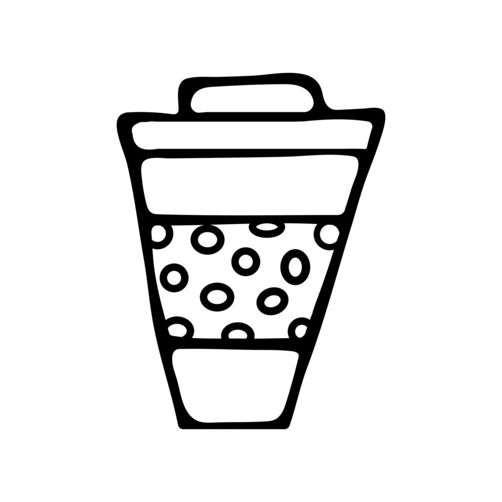 um copo de vetor de estilo doodle preto e branco de café