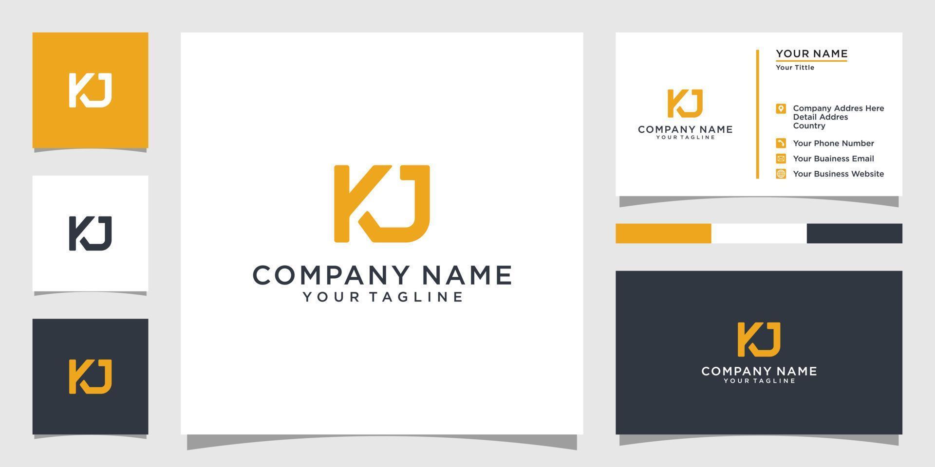 vetor de design de logotipo de letra inicial kj ou jk.