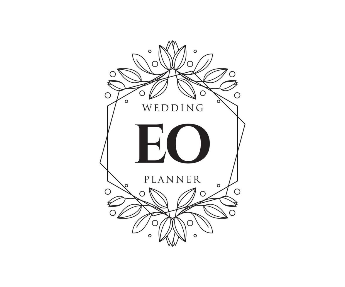 coleção de logotipos de monograma de casamento de letras iniciais, modelos minimalistas e florais modernos desenhados à mão para cartões de convite, salve a data, identidade elegante para restaurante, boutique, café em vetor