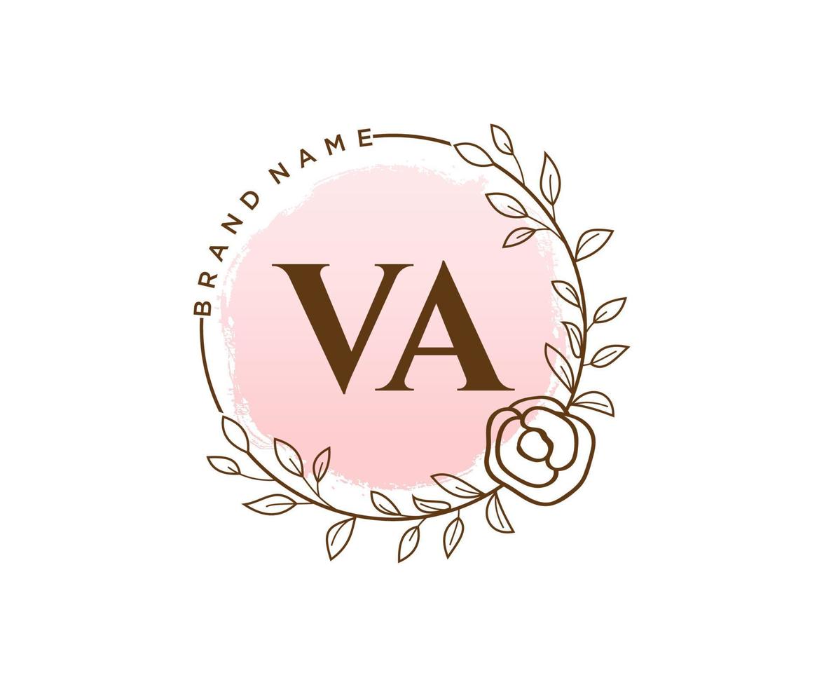 logotipo feminino va inicial. utilizável para logotipos de natureza, salão, spa, cosméticos e beleza. elemento de modelo de design de logotipo de vetor plana.