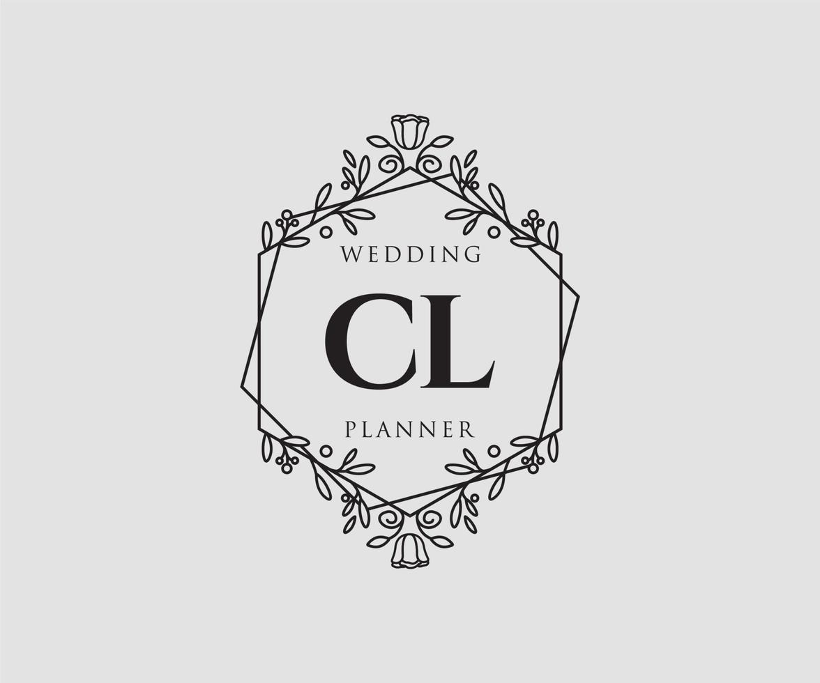 coleção de logotipos de monograma de casamento de letras iniciais cl, modelos minimalistas e florais modernos desenhados à mão para cartões de convite, salve a data, identidade elegante para restaurante, boutique, café em vetor