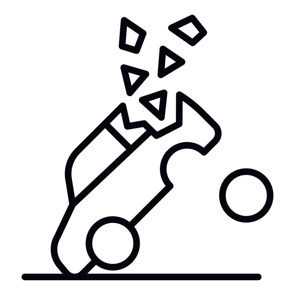 ícone de acidente de carro, estilo de estrutura de tópicos vetor