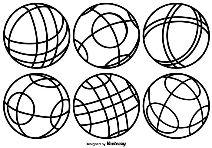 Ícones de linha de bolas de Bocce de vetores