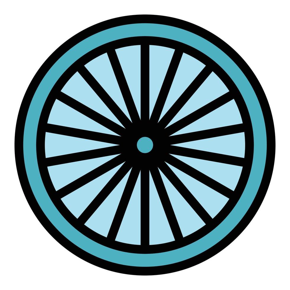 vetor de contorno de cor de ícone de roda de reparo de bicicleta