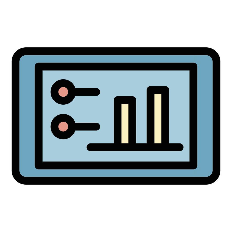 vetor de contorno de cor de ícone de gráfico de tablet