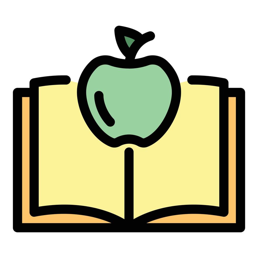 vetor de contorno de cor de ícone de gravidade de livro de maçã