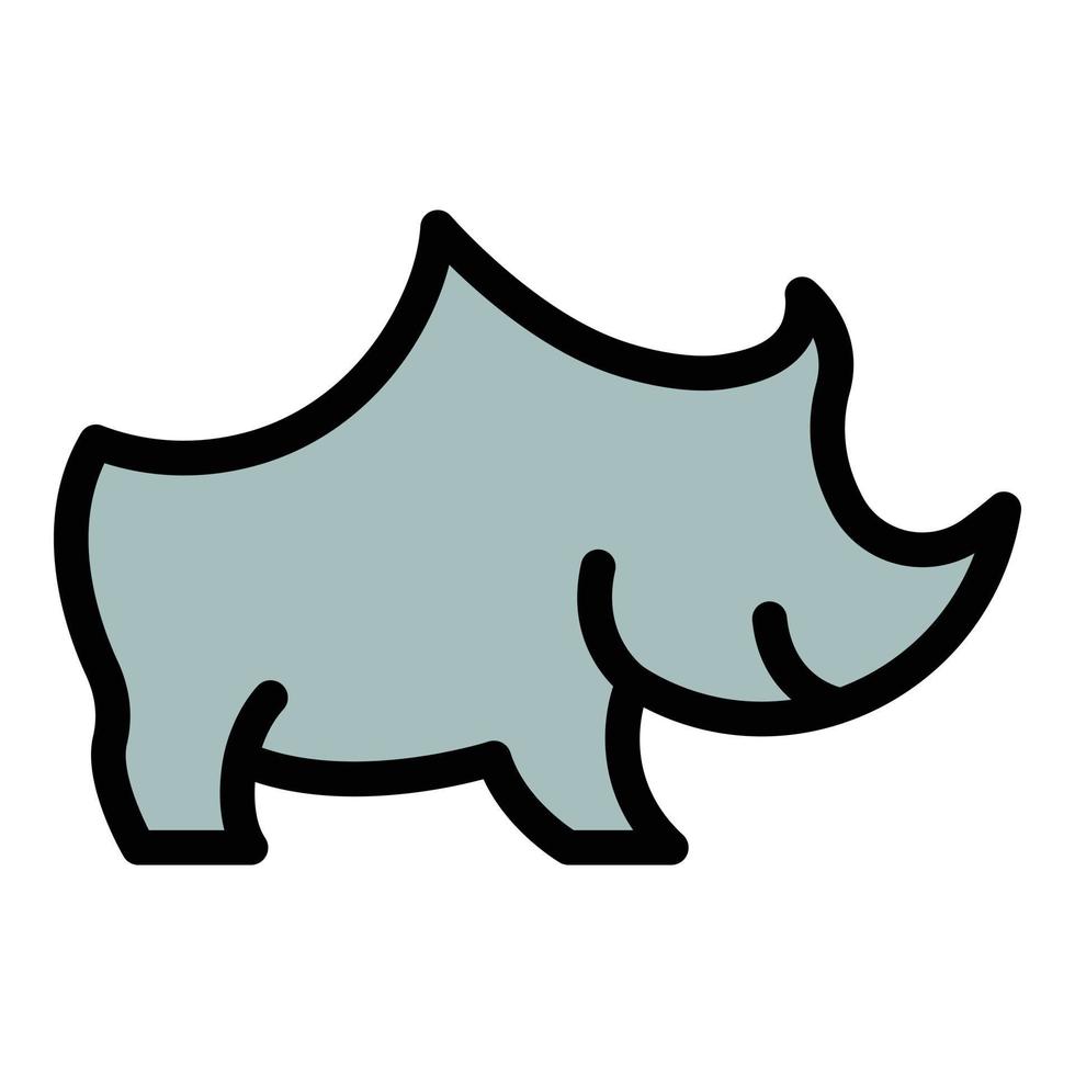 vetor de contorno de cor de ícone de rinoceronte de safári