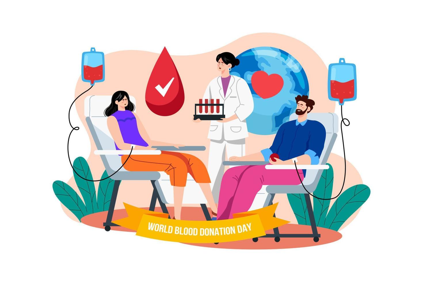 conceito de ilustração do dia mundial de doação de sangue. uma ilustração plana isolada no fundo branco vetor