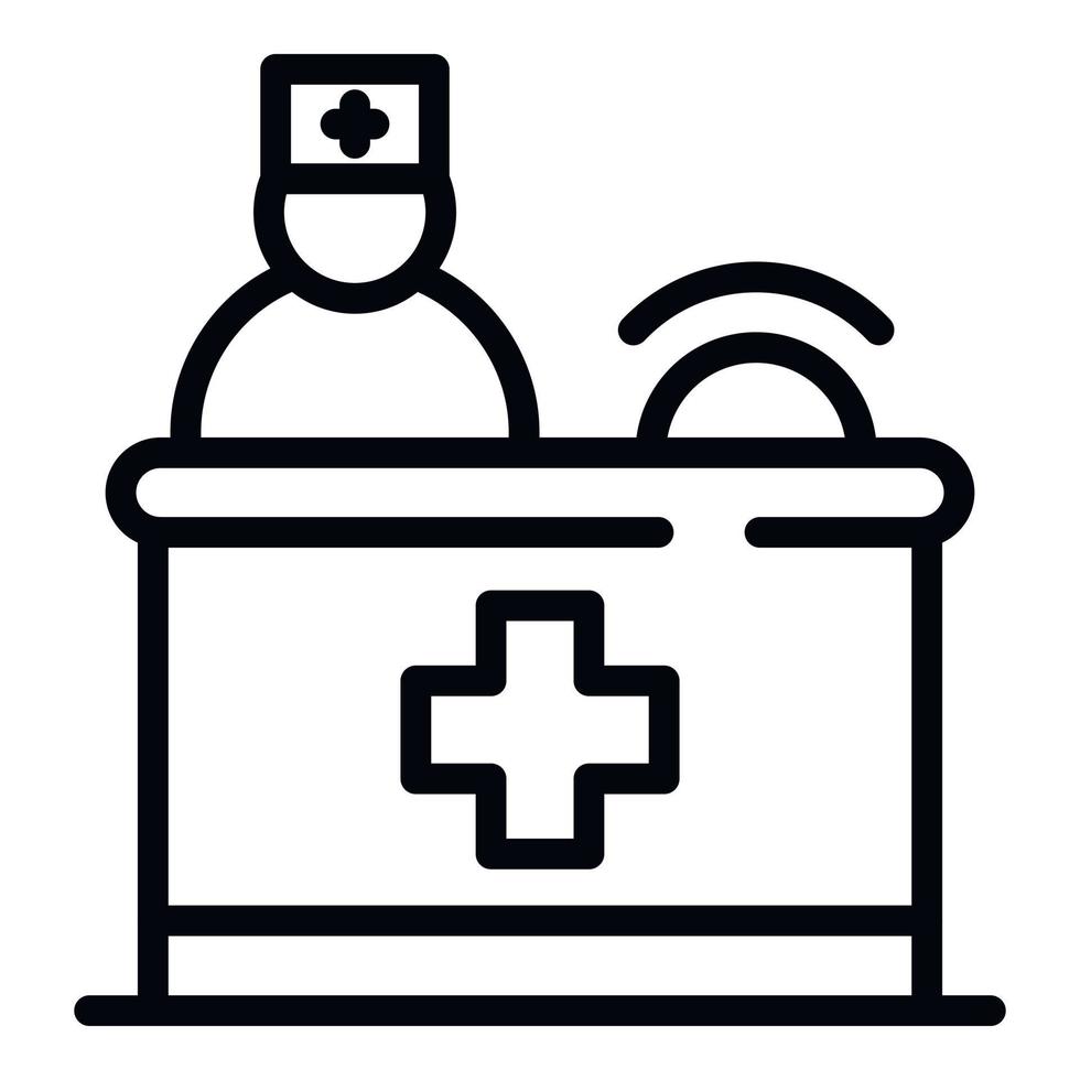 ícone de recepção de clínica privada, estilo de estrutura de tópicos vetor