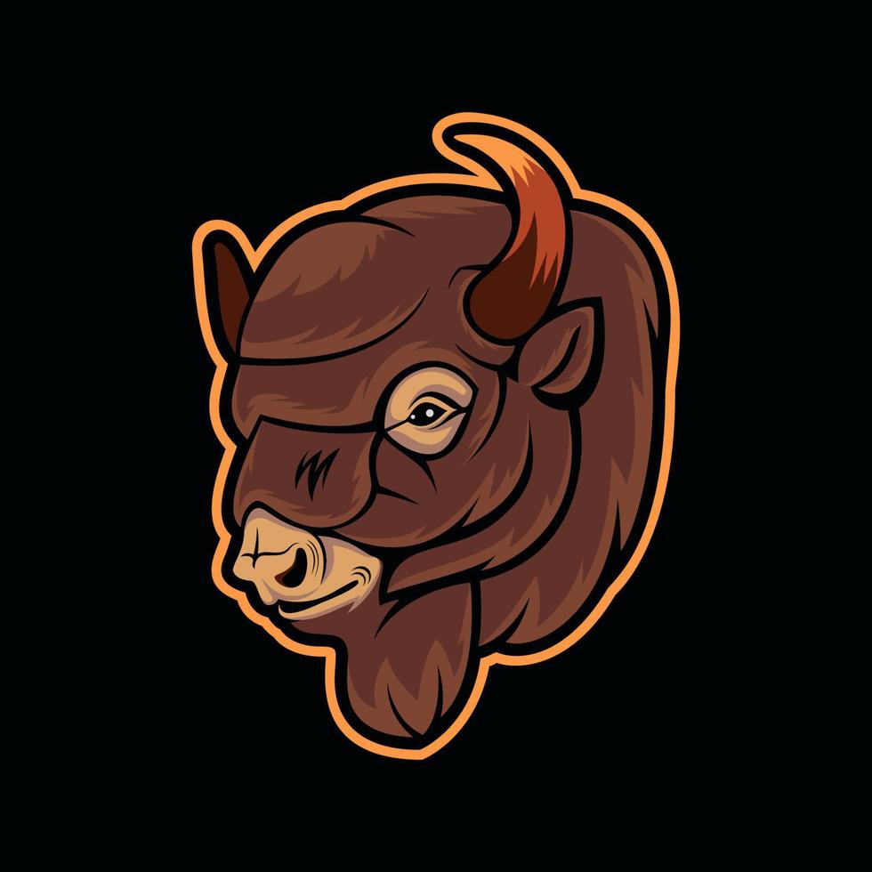design de logotipo de mascote de cabeça de búfalo bom uso para distintivo de emblema de identidade de símbolo e muito mais vetor