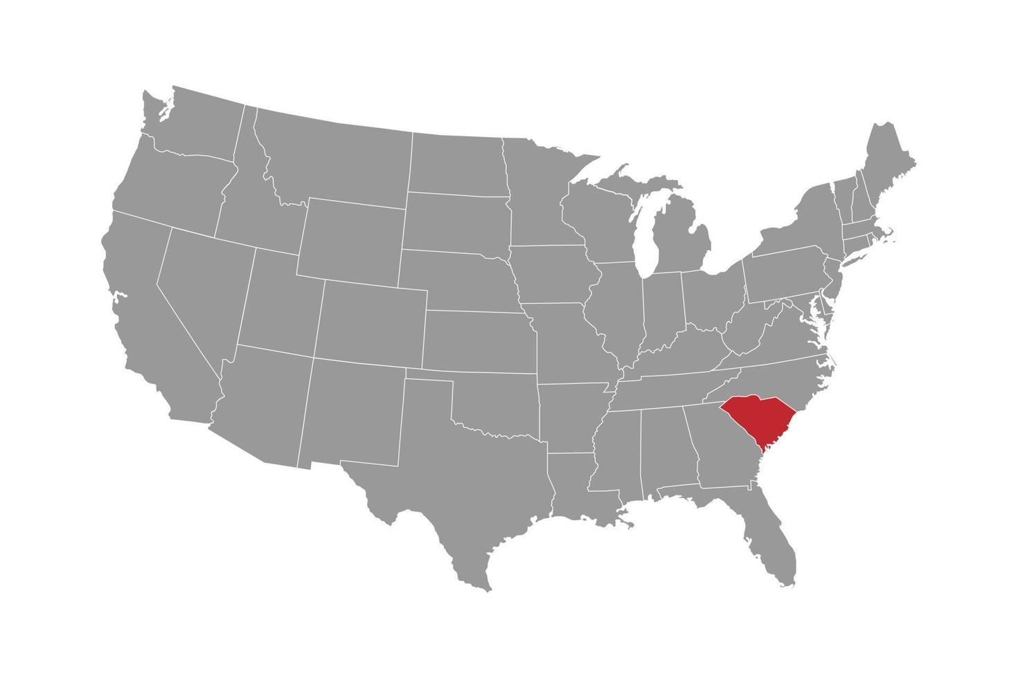 Mapa do estado da Carolina do Sul. ilustração vetorial. vetor