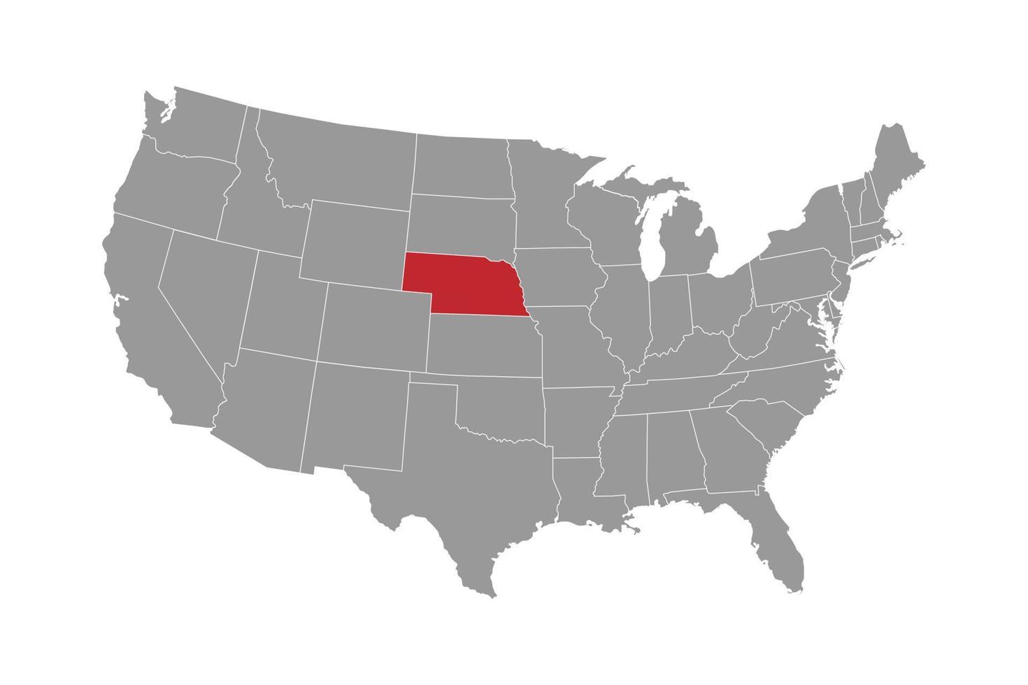 mapa do estado de nebraska. ilustração vetorial. vetor