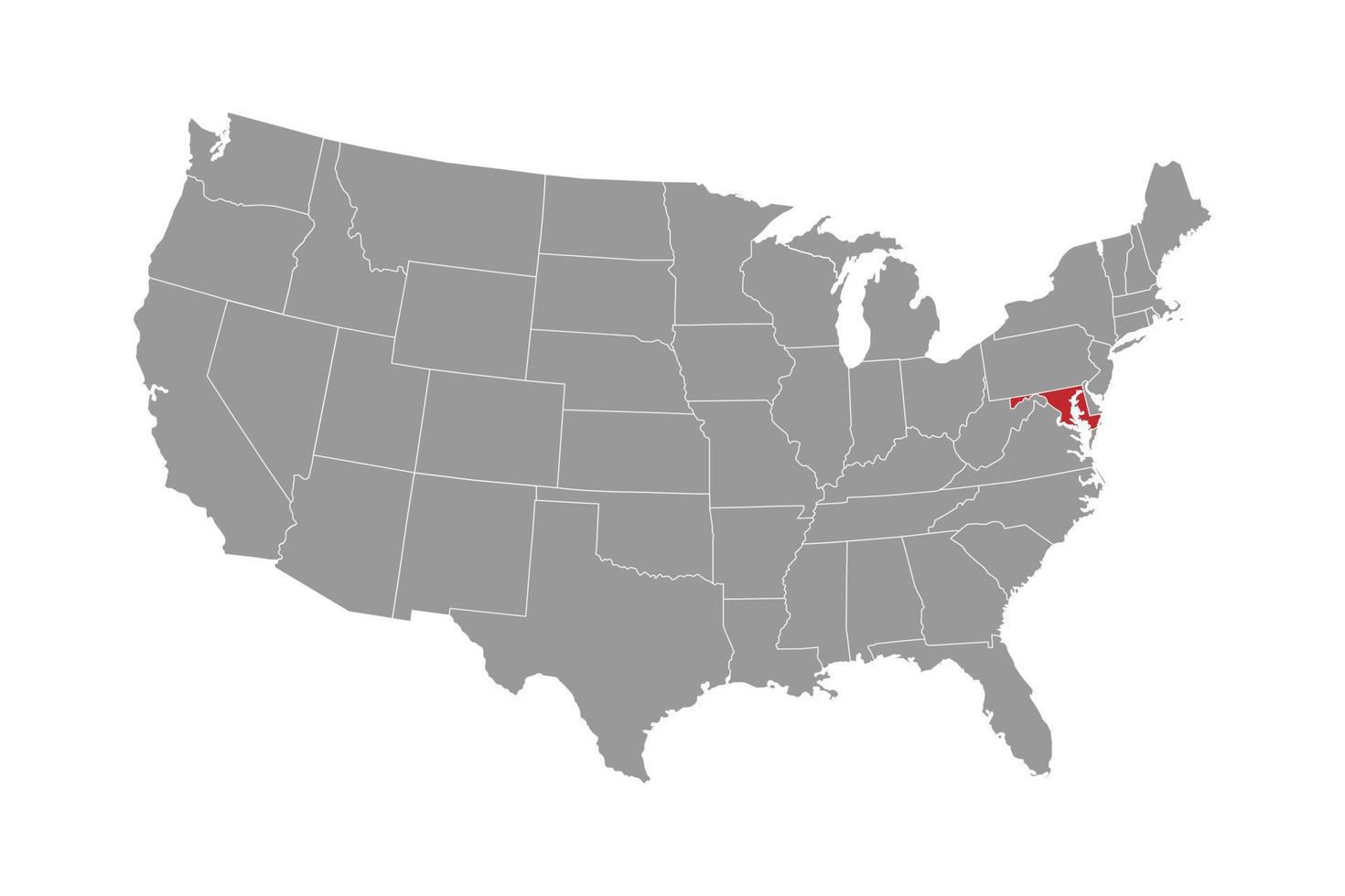 mapa do estado de maryland. ilustração vetorial. vetor