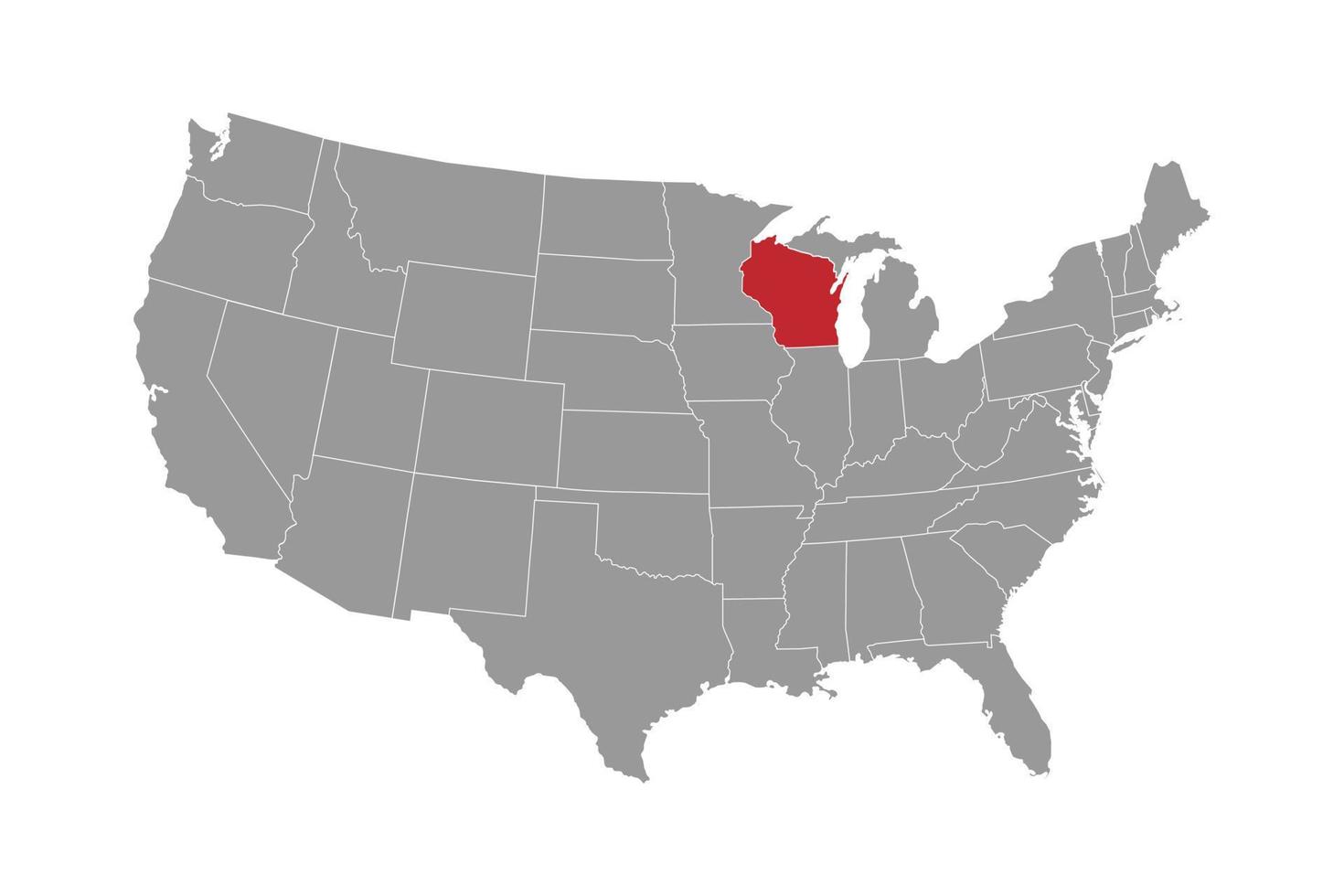 Mapa do estado de Wisconsin. ilustração vetorial. vetor