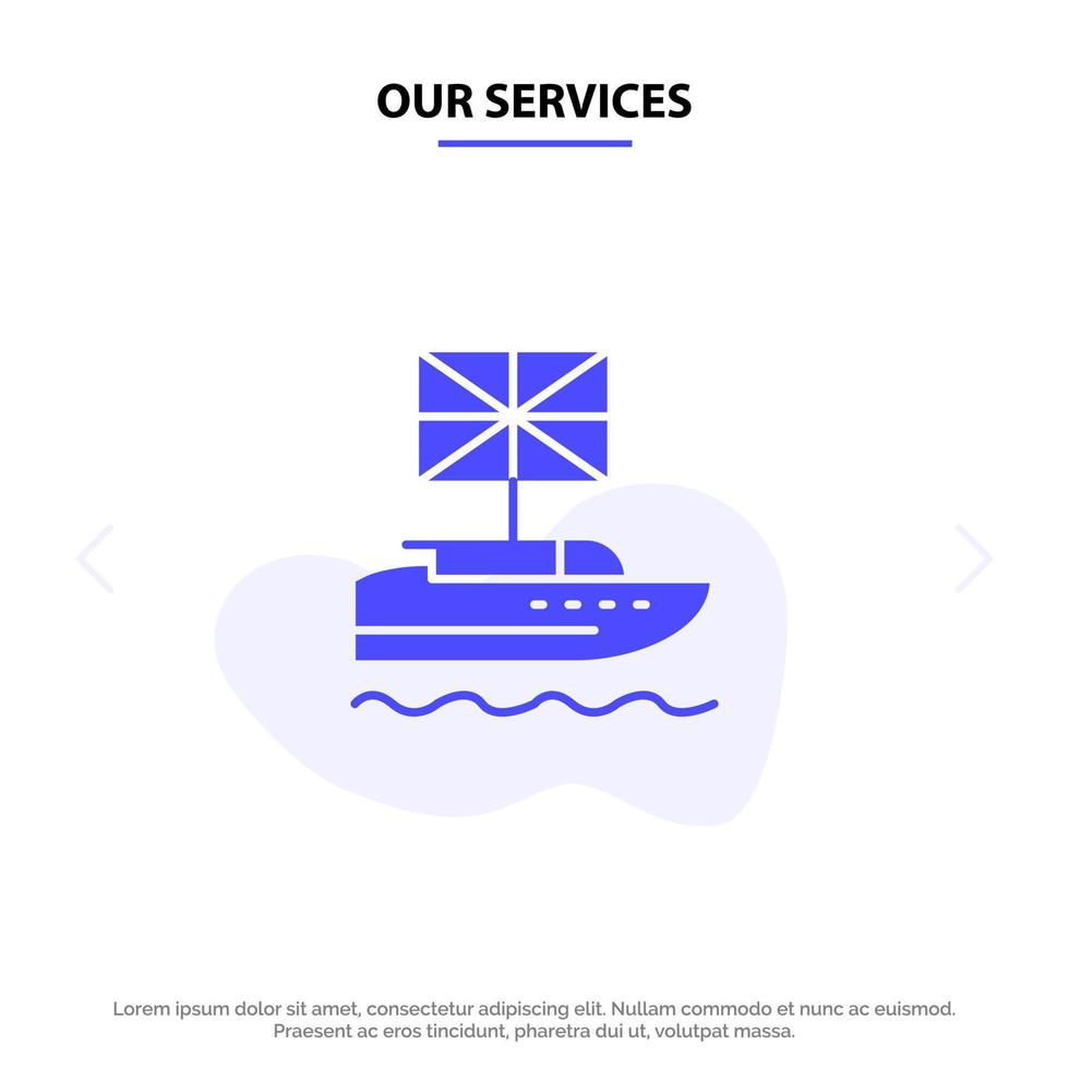 nossos serviços brexit reino europeu britânico reino unido glifo sólido modelo de cartão da web vetor