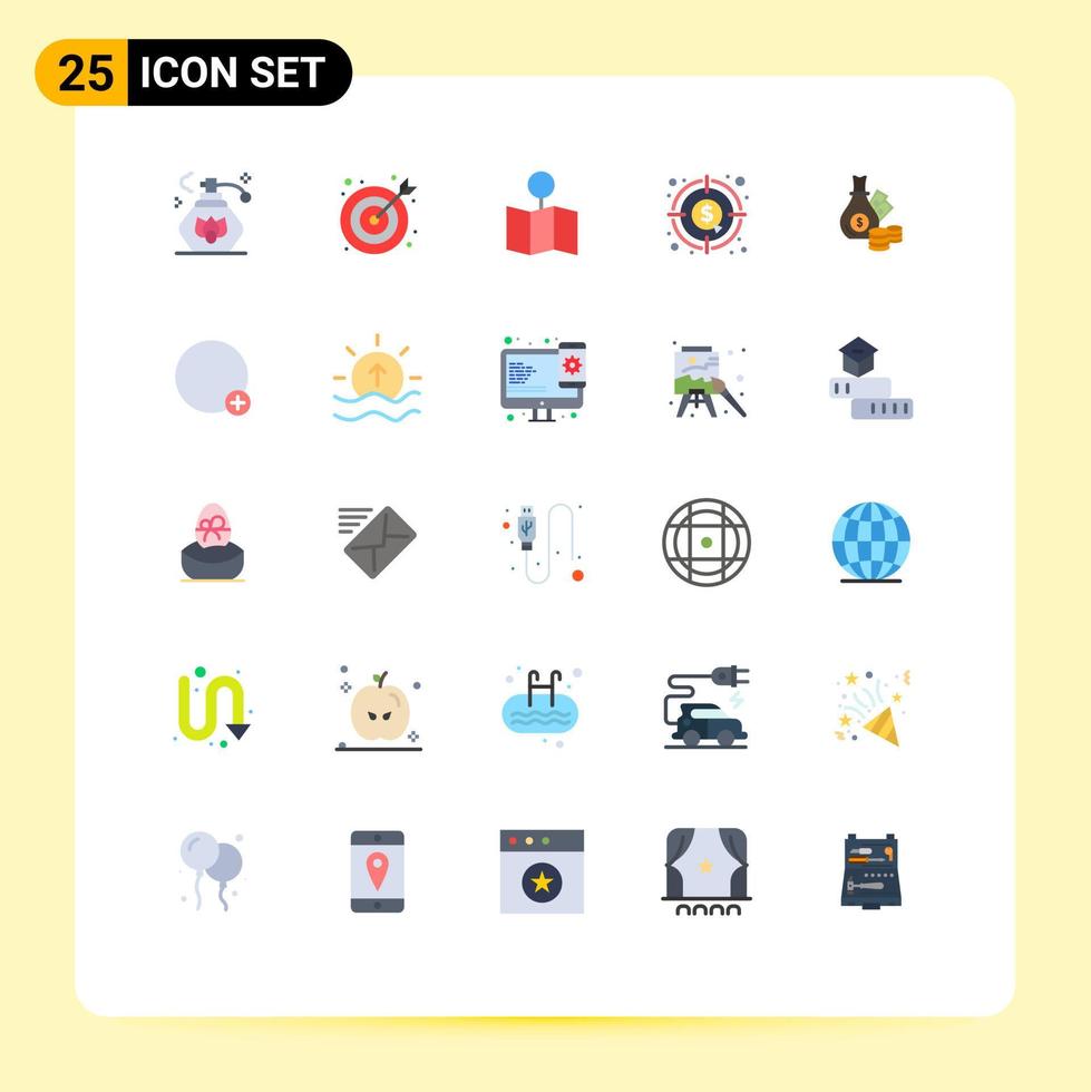 25 ícones criativos sinais e símbolos modernos de ponteiro de dinheiro de negócios elementos de design de vetores editáveis
