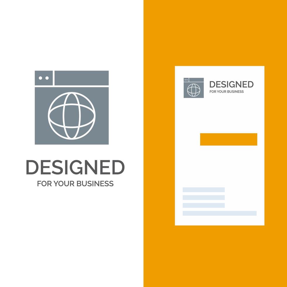 web design internet globo mundial design de logotipo cinza e modelo de cartão de visita vetor