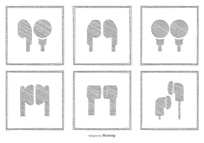 Coleção Sketchy do ícone do fone de ouvido vetor