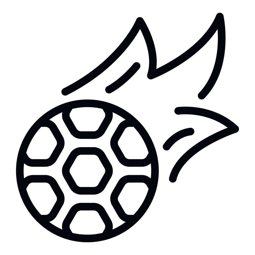 ícone de bola de futebol de fogo, estilo de estrutura de tópicos vetor