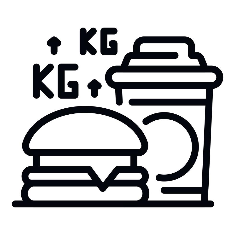ícone de aumento de peso de fast food, estilo de estrutura de tópicos vetor